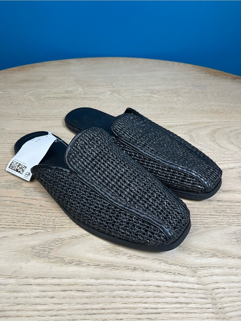 H&M Men’s Mesh Loafers Black Woven Slip-On Mule Shoes Size 8.5